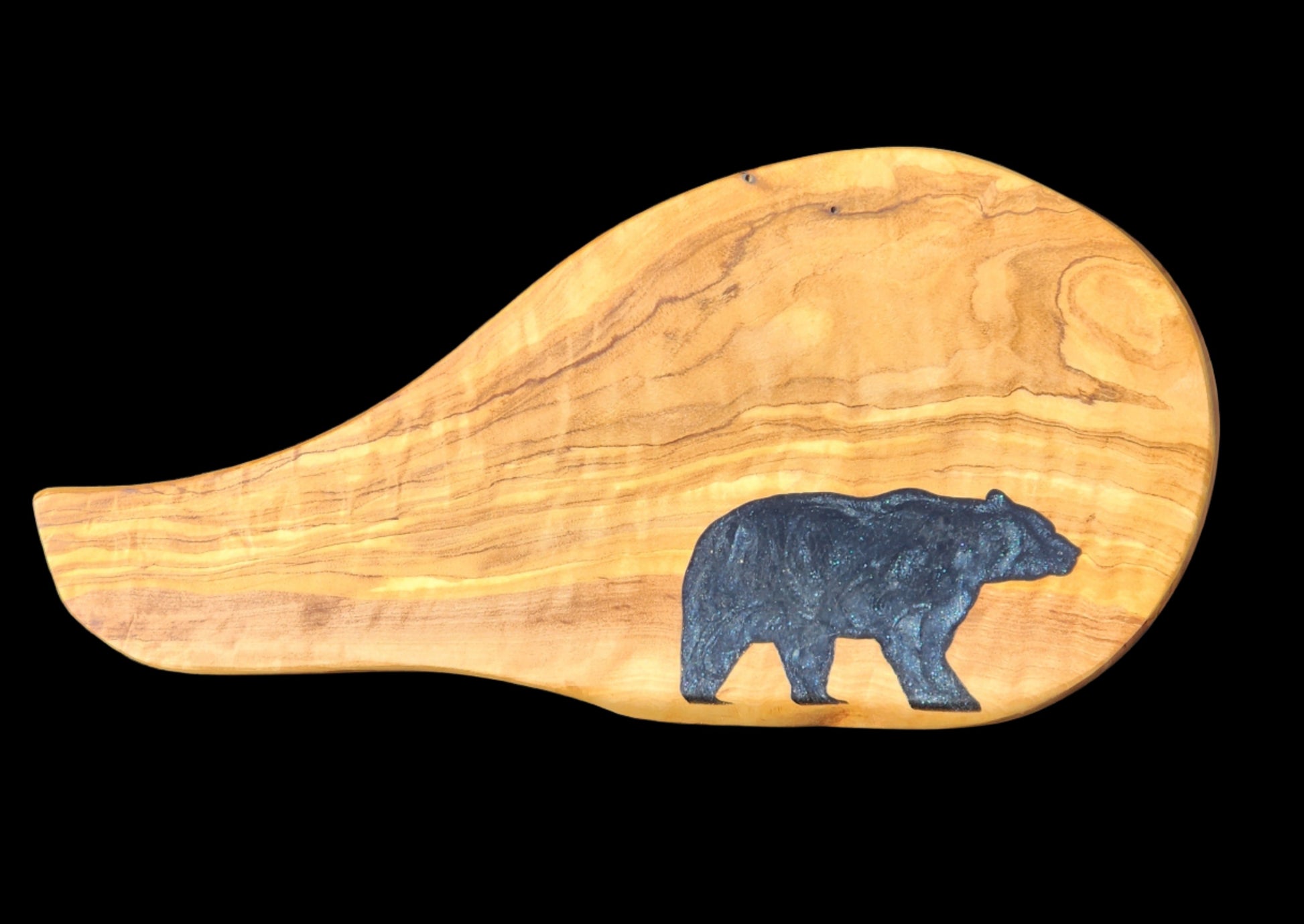 Mediterranean Olive Wood with Epoxy Bear Inlay